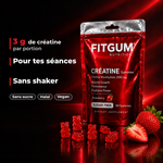 FitGum Créatine 3000 mg – gummies sans sucre, halal, vegan (fond noir)