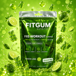 Fitgum Pre-Workout Gummies Venom Lime avec citrons verts et gummies en suspension